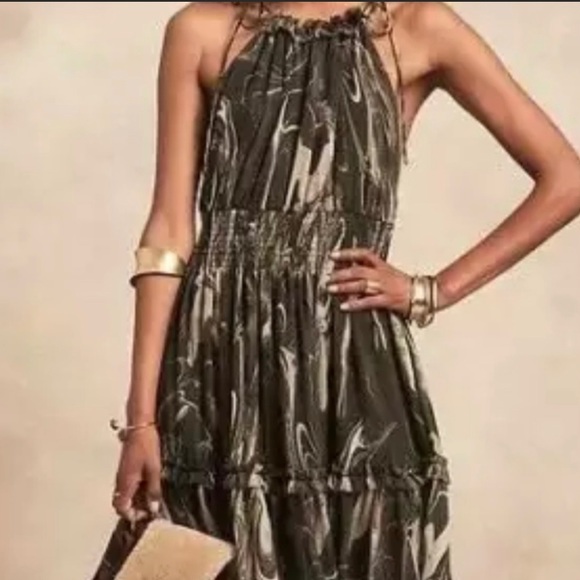 Beautiful Marbled Halter Maxi Dress size Med - Picture 5 of 8